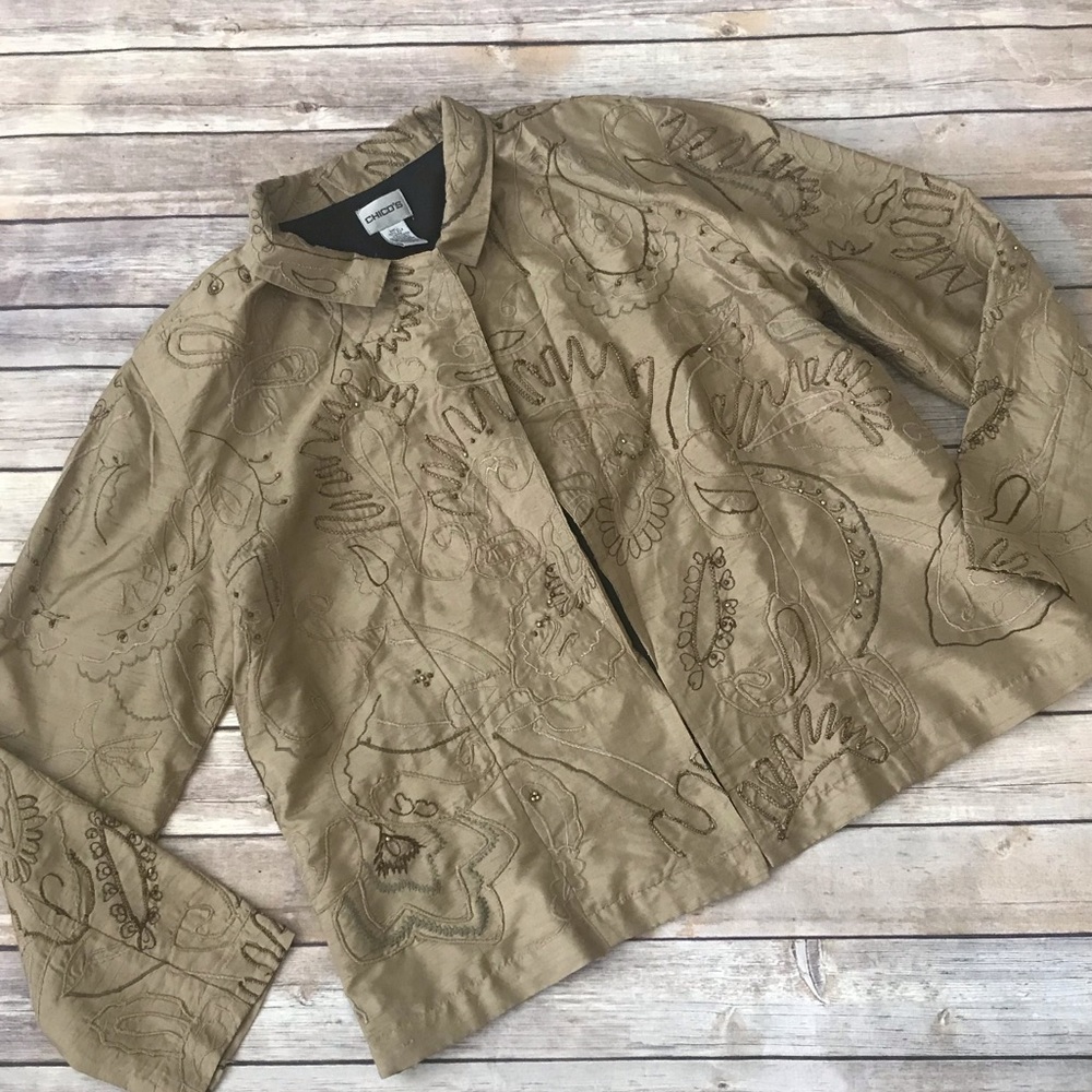 Chico’s Metallic Embroidered Blazer